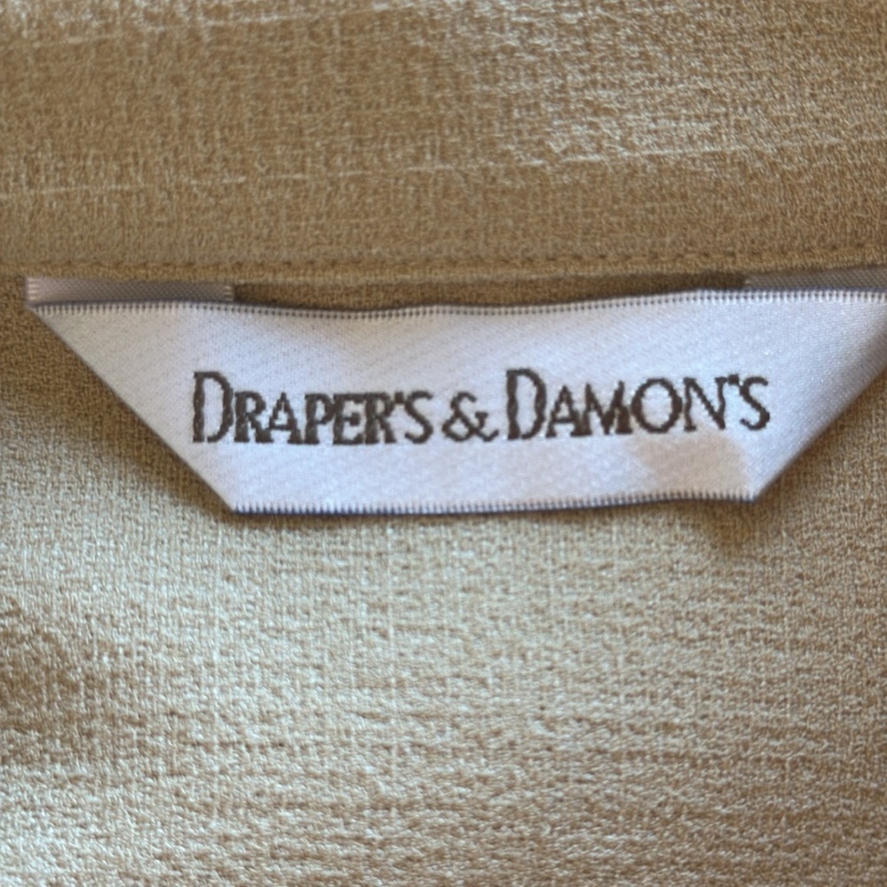 Draper’s & Damon’s long tan jacket with large button front, size M - Picture 8 of 10